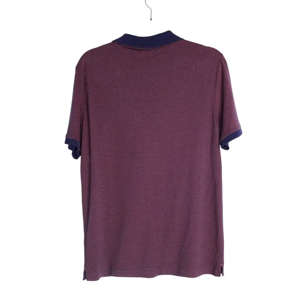BANANA REPUBLIC Performance Golf Polo Red and Navy Birdseye Short Sleeve Men's M